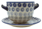 Preview: Bunzlauer Keramik Suppentasse mit Unterteller Astern, Seitenansicht