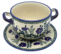 Preview: Bunzlauer Keramik Suppentasse mit Unterteller Blaue Primel