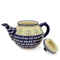 Preview: Bunzlauer Teekanne 1,25 l Glockenblume, Ansicht mit geöffnetem Deckel