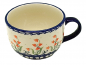 Preview: Bunzlauer Keramik Milchkaffee-Tasse im Dekor Glockenblume rot