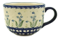 Preview: Bunzlauer Keramik Milchkaffee-Tasse im Dekor Glockenblume blau
