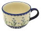 Mobile Preview: Bunzlauer Keramik Milchkaffee-Tasse im Dekor Glockenblume blau Oberansicht