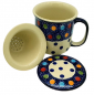 Preview: Polish Pottery Teaset, straight mug 400 ml with sieve and lid, pattern Konfetti