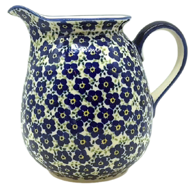 Bunzlauer Keramik Liter-Krug Dekor Viola blau