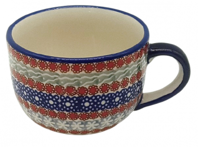 Bunzlauer Keramik Milchkaffee-Tasse im Dekor Siena Oberansicht