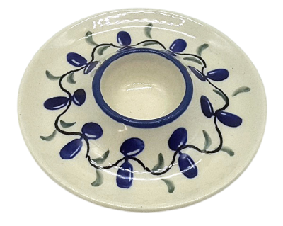 Bunzlauer Keramik Eierhalter in Tellerform Dekor Oliven