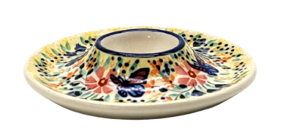 Bunzlauer Keramik Eierteller in Tellerform, Art.-Nr. J-051, klassisches Dekor Papillon