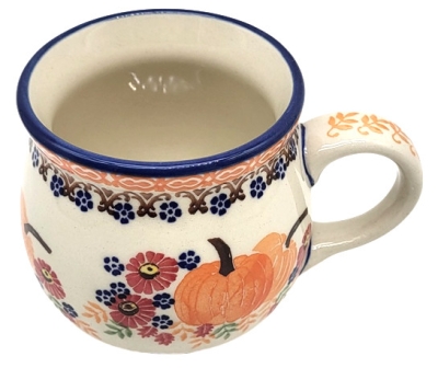 Polish Pottery Mug Round - Pumpkin Pattern
