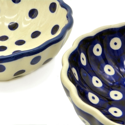 Bunzlauer Keramik Set Schälchen 100 ml Blauauge und Polka vergrößerte Ansicht von oben