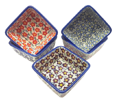 Bunzlauer Keramik Set quadratische Schälchen Serie Viola 5 Farben, Bild 2