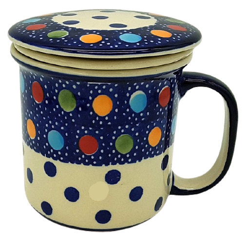 0,3 Liter, blau/weiß/grün K073-54 Bunzlauer Keramik Teetasse mit Sieb 