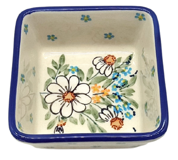 Polish Pottery Square Dish 150 ml Jasmin view from above
