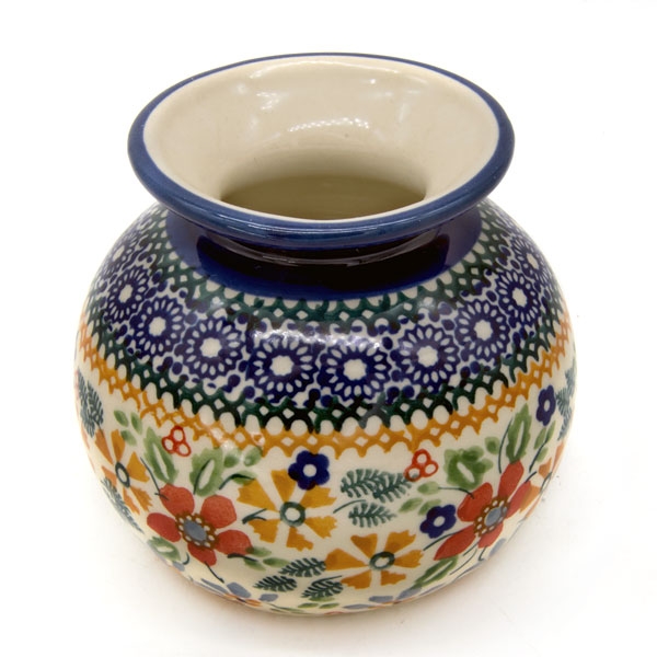 W003-SEM Kugelvase Herzen, Blumen Bunzlauer Keramik Vase 