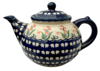 Polish Pottery Teapot - Campanula Red Pattern