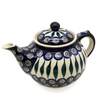 Polish Pottery Teapot in Eye of Peacock