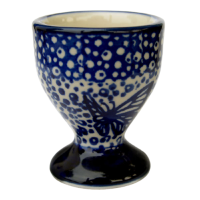 Polish Pottery egg cup blue butterfly design