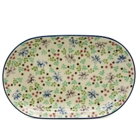 Polish Pottery oval serving platter 20,5 x 32,5 cms Lonicera pattern