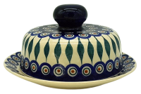 Polish Pottery Cheese Bell - Pattern Eye of Peacock
