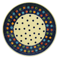 Bunzlauer Keramik rundes Serviertablett mit gerader Kante, Dekor Konfetti