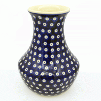 Polish Pottery vase 25 cm tall bluespot pattern