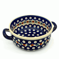 Polish Pottery soup dish with 2 handles Kranz design