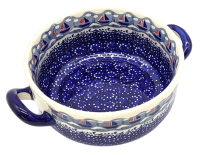 Polish Pottery soup dish with 2 handles Ahoi design